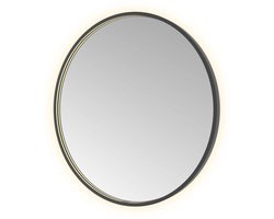 Hotbath &MORE Spiegel Round direct en indirect LED spiegelverwarming dimbaar met afstandsbediening Geborsteld zwart PVD