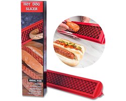 Hotdogsnijgereedschap - Roestvrijstalen snijblad - Keukengereedschap - Grillgereedschap - voor keuken, barbecue, achterklep, kamperen en grillen in de achtertuin - Rood