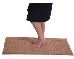 Hotel Badmat50x100 cm -Bruin- van Bamboe Badstof- na het Douche te Gebruiken- Bruin - Zonder Antislip