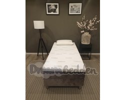 Hotel Boxspring 90x200. incl. 7-zones pocketvering matrassen HR45 & Bamboo Exclusive Topper HR55 Koudschuim. Alicante (Zonder Hoofdbord)
