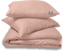 Hotel Dekbedovertrek - Hotellinnen Dekbedovertrek - Roze Katoen Satijn 140x200/220 + 1 kussensloop 60x70 cm - Parma Broderie Premium - Katoen Satijn - Hotel Dekbedovertrek