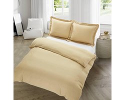 Hotel Home Collection - Dekbedovertrek - London - 200x200/220 +2*60x70 cm - Zand
