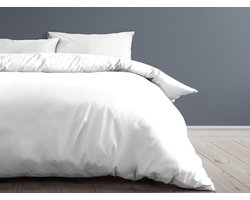 Hotelkwaliteit Dekbedovertrek Katoen Percale Uni - Wit - 260x240cm + 2 kussenslopen - 210 TC