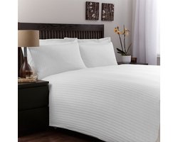 Hotelkwaliteit Dekbedovertrek Satijn Streep - Wit - 260x240cm - 250 TC
