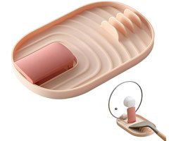 Houder voor pannendeksels en lepels - Lepelhouder en dekselrek - Rek voor pannendeksels - Rek voor plastic spatels - Organizer voor soeplepels en eetstokjes - Roze - Geschikt voor pannendeksels, keukengerei en spatels