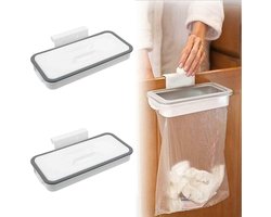 Houder voor Vuilniszakken - 2 Stuks Ophangbeugels voor Prullenbak - Keukenkast Ophangsystemen - Grijs - Multifunctionele Afvalzakhouder