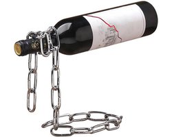 Houder voor Wijnfles - Necklace voor Het Ophangen van Wijnflessen - Drijvende Ketting - Geschikt voor Eettafel - Keuken - Bar - Kelder - Zilver