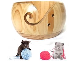 Houder Wollen Schaal Garenkom Wolkom Hout Wollen Houten Kom, Handgemaakte Gehaakte Wollen Kom Houten Wollen Kom Opbergkom Voor Textielgaren Ronde Houten Kom Gebreide Wollen Opbergmand Houten Garenkom