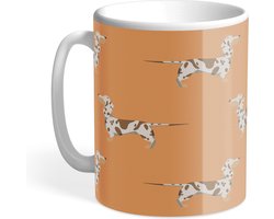 Hound & Herringbone - Getijgerde Teckel Mok - Chocolate Dapple Dachshund Mug