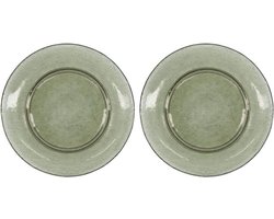 House Doctor Bord Rain groen glas 27cm - 2 stuks
