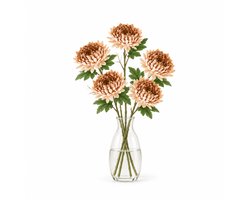 House Doctor HDChrysanthemum Chrysant Kunstbloemen – 5 Stuks – Beige - Bruin - Roze