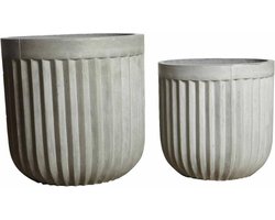 House Doctor UN0100 Plantenbakken voor Buiten - Set van 2 - ø40xH40cm en ø50xH50cm - Beton - Grijs