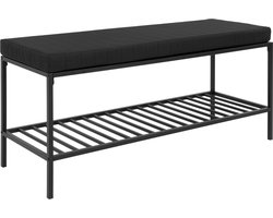 House-Nordic-Bankje-Avery-met-schap-en-kussen-zwart