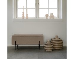 House Nordic Bankje Watford Bouclé met Opslag Beige 95x36,5x46cm