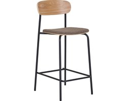 House Nordic Barstoel Estepona - Bruin - Essenhout/Metaal - Set van 2