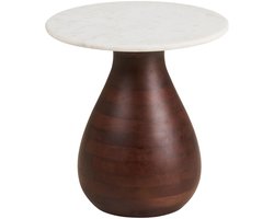 House Nordic Bijzettafel Heide - Rond Donkerbruin/Wit Hout - Ø40x41cm