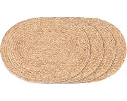 House Nordic Bombay Placemat - Placemat van gevlochten jute, natuurlijk, ovaal, 35x45 cm, set van 4