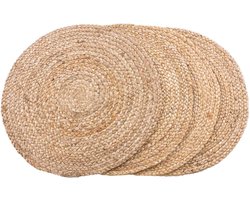 House Nordic | Bombay | placemat - ronde placemat - gevlochten - natuurlijk - jute - set van 4 - Ø 38 cm