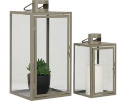 House Nordic - Corfu lantaarn Set van 2- 26x13x13 CM - Groen - Metaal