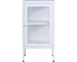 House Nordic Dalby Vitrinekastje - Wit Staal - Glazen Deur - 38x70x35 cm