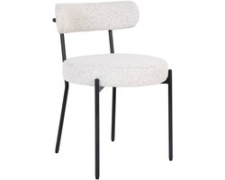 House Nordic Eetkamerstoel Badalona - Wit Bouclé - Zithoogte 50cm - Set van 2
