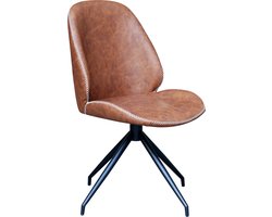 House Nordic Eetkamerstoel - PU Leer - Bruin - Zithoogte 46cm - Stoel Monte Carlo - Set van 2