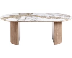 House Nordic Eettafel Athens - Rechthoek Keramisch Wit/Bruin - 210x100x76cm