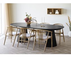 House Nordic Eettafel Osaka - Zwart Uitschuifbaar - 120-240cm