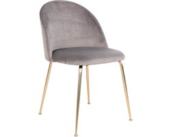 House Nordic Geneve Eetkamerstoel Velvet - Grijs Messing - Set van 2