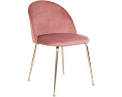 House Nordic Geneve Eetkamerstoel Velvet - Roze Messing - Set van 2