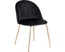 House Nordic Geneve Eetkamerstoel Velvet - Zwart Messing - Set van 2