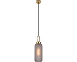 House Nordic Hanglamp Luton Cilinder Brass Smoke Glas