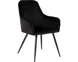 House Nordic Harbo Eetkamerstoel Velvet Zwart - Set van 2