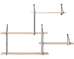 House Nordic Harlem wandplank 4-delig - 99x62x18cm - houten planken - zwarte bevestiging