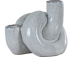 House Nordic - Kandelaar - Kaarsenhouder - Keramiek - Robuust Wit - 10.5x12.5x10.5cm