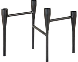 House Nordic - Kandelaar - Kaarsenhouder - Voor 4 kaarsen - Zwart 15x28x21 cm - Metaal