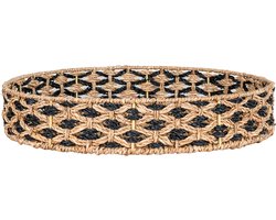 House Nordic - Nerja - Dienblad - Tray - Zwart, Natuur - Seagrass - Rond 38cm
