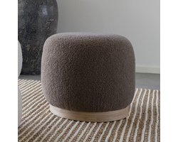 House Nordic Poef Belfort Bouclé Bruin Ø44,5x40cm