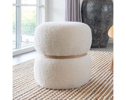 House Nordic Poef Milford Bouclé Wit Ø38x41cm