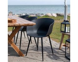 House Nordic Roda Eetkamerstoel - Kuipstoel - Tuinstoel Zwart - Set van 2