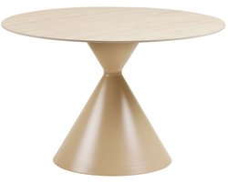 House Nordic Ronde Eettafel Annecy - Ø120x75cm - Travertin/Keramisch - Zandkleur - 2-4 Personen