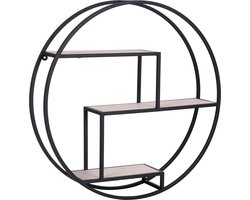 House Nordic Rotterdamse wandplank / wandrek 62x62cm - rond - zwart frame - industrieel