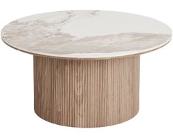House Nordic Salontafel Athens - Rond Keramisch Wit/Bruin - Ø80x40cm