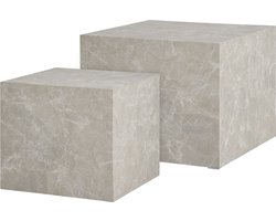 House Nordic Salontafel Prague Marmerlook Beige Set Van 2