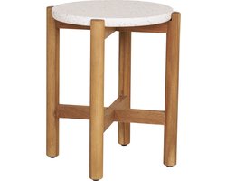 House Nordic Sidetable Terracina Acacia Naturel/Wit Ø37cm