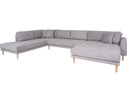 House Nordic U-Bank Lido - Lichtgrijs Stof - 370x220x76cm