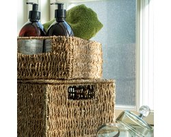 House Nordic - Venoso Baskets - Rechthoekige manden met deksel - Zeegras, set van 2
