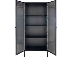 House Nordic Vitrinekast Adelaide 80x180cm Staal Zwart