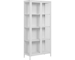 House Nordic Vitrinekast Brisbane - 80x35x175cm - Wit - 2 Deuren
