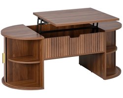House of Balance Salontafel - Uitklapbaar - Opbergruimtes - Werkstation - Woonkamer Tafel - 100 × 50 × 40,5 cm - Salon Tafel Bruin
